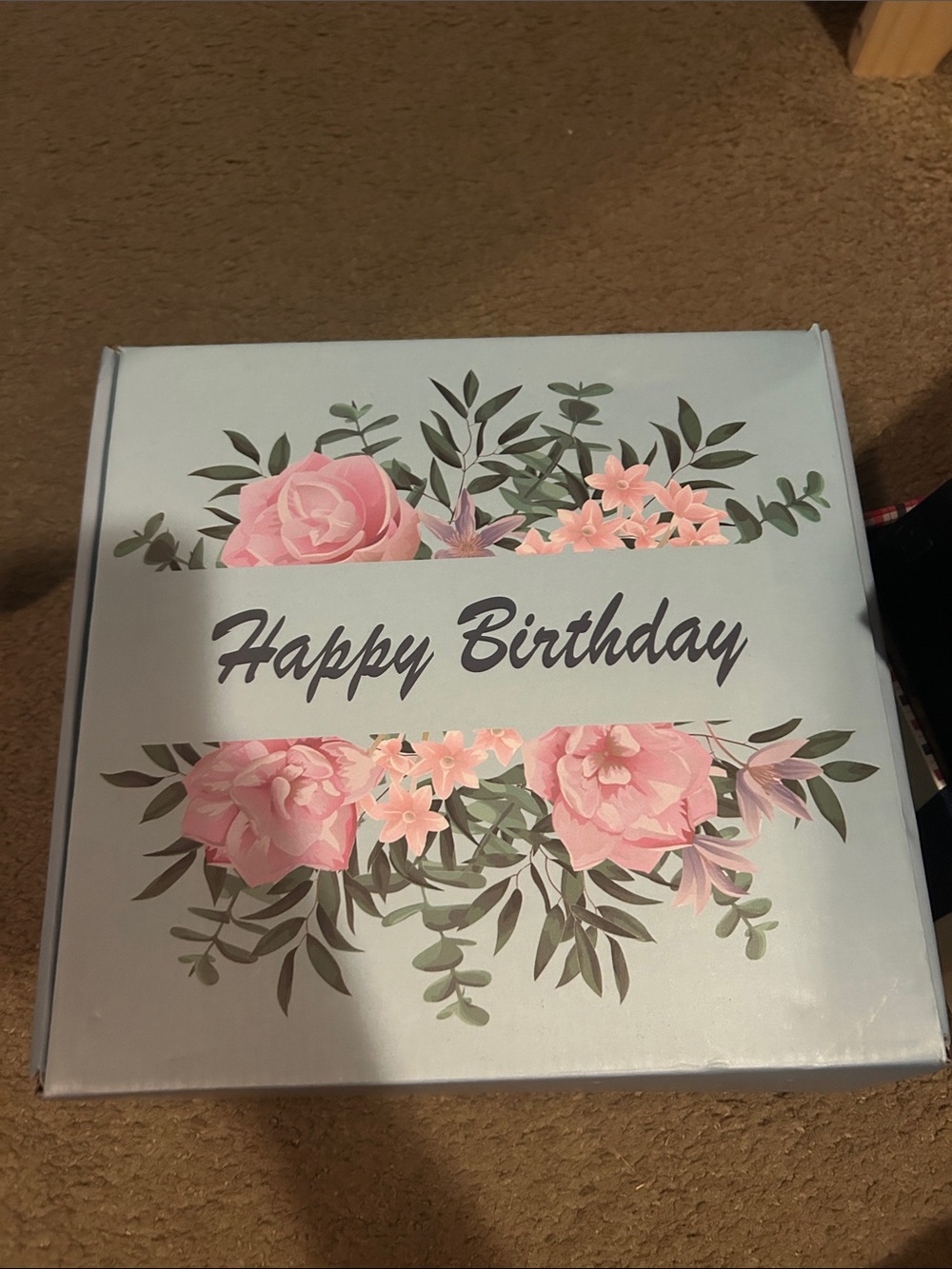 Happy Birthday Gift Box - Pink Floral Design filled with gifts